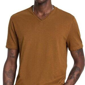 John Varvatos Miles V-Neck T-Shirt Organic Men's Large L Sienna Brown NWT